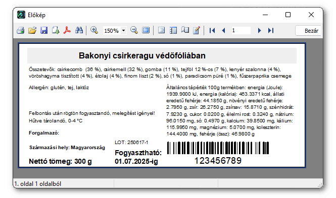 Címke csomagolásra